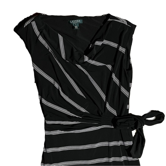 Lauren Ralph Lauren Black Stripe Wrap Dress - Picture 2 of 8